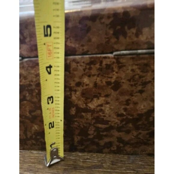 Vtg Jewelry Box Tri Fold Velvet Lined Gold Brown Marble Vinyl Mid Century - Picture 16 of 16